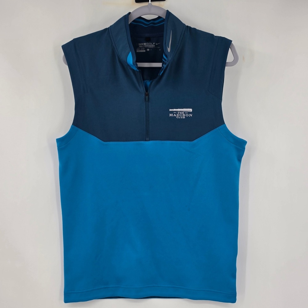Nike Golf‎ Tour Perf Mens Small Dri-FIT Quarter Zip Vest Blue Madison Club Golf